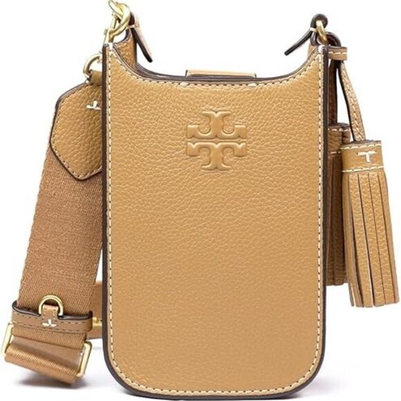NWOT Tory Burch Beige Thea Leather Cellphone Crossbody - Picture 1 of 9